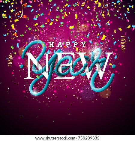 Stock fotó: Happy New Year 2018 Illustration With Intertwined Tube Typography Design And Colorful Confetti On Wh