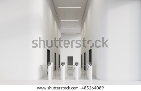 Foto stock: Turnstiles At The Entrance To A Modern Office Building 3d Rendering