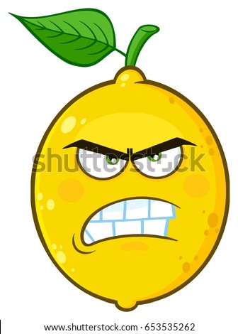 Evil Yellow Lemon Fruit Cartoon Emoji Face Character With Bitchy Expression Stock foto © HitToon