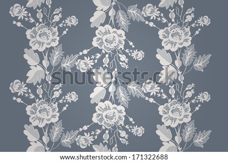 Сток-фото: Victorian Lace Seamless Design Old Fashioned Repetitive Design With Flowers And Swirls In White On