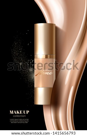 Foto d'archivio: Foundation Makeup Advertising Design Template For Catalog With Concealer Bb Cream Packaging Tube M