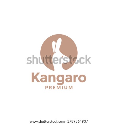 Foto stock: Kangaroo Head On Circle Silhouette For Animal In Australia Logo Design