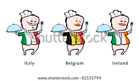 Chef Of Restaurant From Italy Belgium Ireland - Vector Illustration Foto stock © arzawen