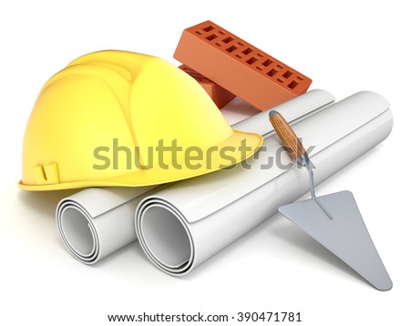 Hard Helmet And Drawings Foto stock © djmilic