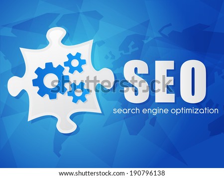 Сток-фото: Seo With Puzzle And World Map Search Engine Optimization Flat