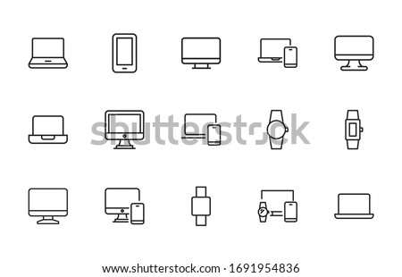 Foto stock: Outline Laptop Icon Isolated On White Background