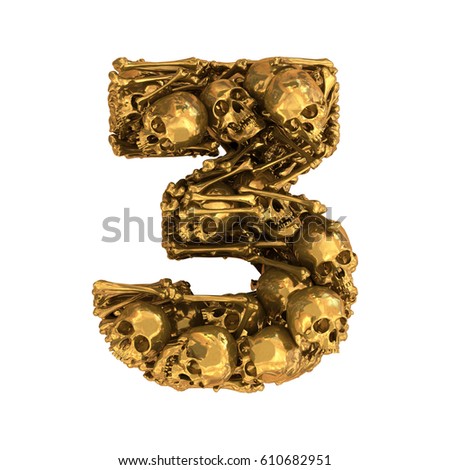 Zdjęcia stock: Number 3 Skeleton Bones Font Three Anatomy Of An Alphabet Symb