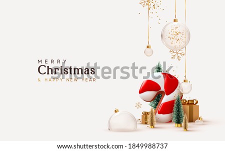 Stok fotoğraf: Vector Merry Christmas Party Flyer Illustration With Typography And Holiday Elements On Blue Backgro