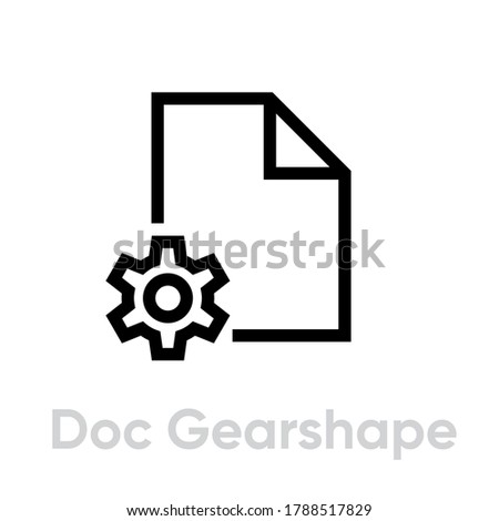 Foto stock: Black And White Settings File Icon Vector Illustration Isolated On White Background