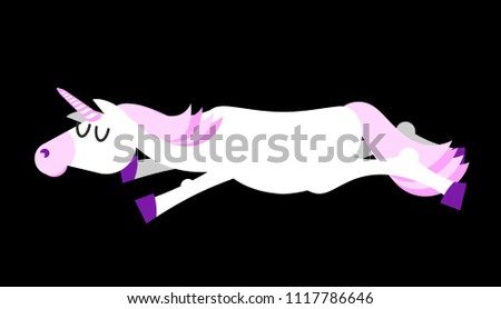 Zdjęcia stock: Sleeping Unicorn Fantastic Animal With Horns Asleep Sleepy Myt