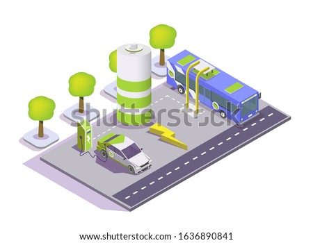 Foto d'archivio: Renewable Energy - Modern Colorful Isometric Vector Illustration