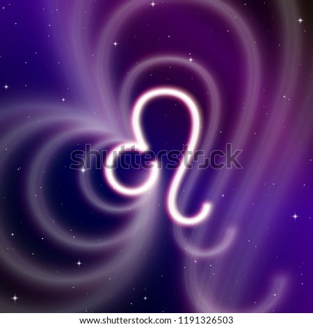 Foto stock: Astrology Sign Of Leo Or Lion With Mystic Aura In Universe Magi