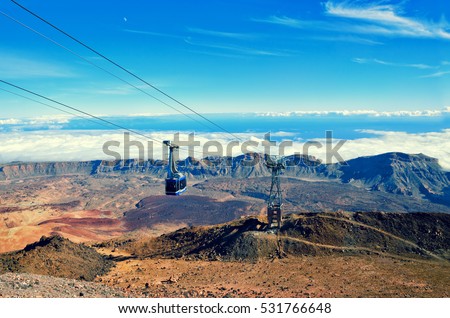 Сток-фото: Cableway On The Volcano Teide In Tenerife Island - Canary Spain