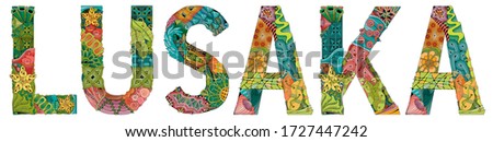 Foto stock: Lusaka City Is The Capital Of Zambia Vector Decorative Zentangle Object For Decoration