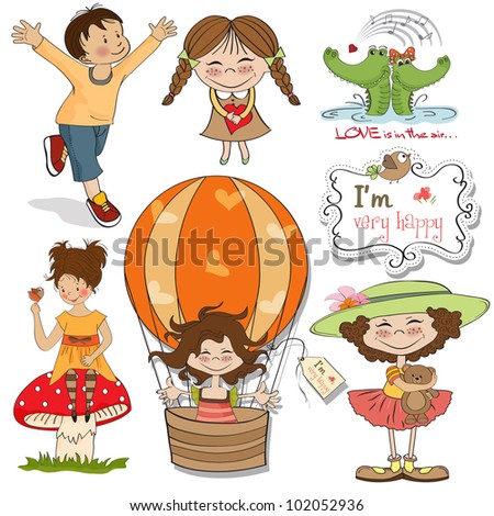 [[stock_photo]]: Very Happy People Items Set In Vector Format Isolate On White B