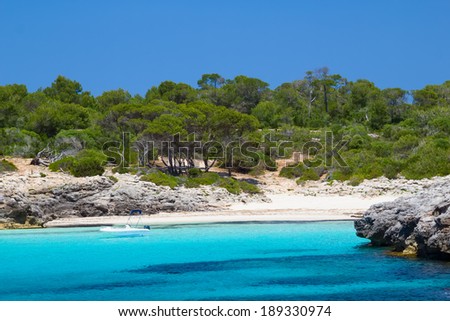 Stockfoto: Cala Des Talaier Wild Beach In Sunny Day At Menorca Island Spai