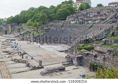 Foto stock: Amphitheater Of The Three Gauls In Fourviere Above Lyon France