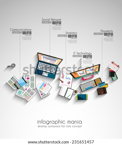 Stock fotó: Ideal Workspace For Teamwork Infographic And Brainstorming With Flat Style