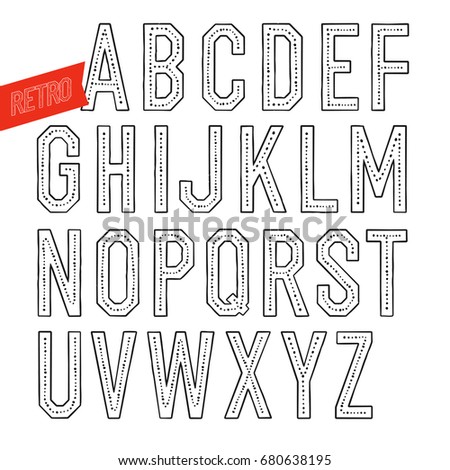 Zdjęcia stock: Handmade Retro Font Blak Letters On White Background Sans Seri