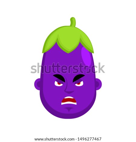 Сток-фото: Eggplant Angry Emotion Avatar Purple Vegetable Evil Emoji Vect