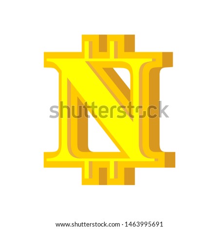 ストックフォト: N Letter Bitcoin Font Cryptocurrency Alphabet Lettering Virtua