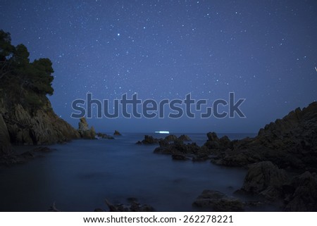 ストックフォト: Night Scene With Rocks And Stars In Costa Brava Catalonia Spai