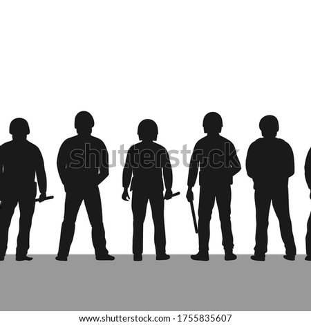 Сток-фото: Police Officers Seamless Pattern Police Stand Guard Vector Bac