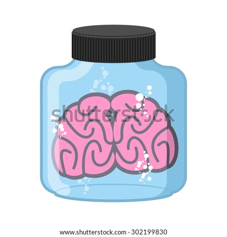 Stockfoto: Brains With Jars Laboratory Glass Bulb With Human Organ Vecto