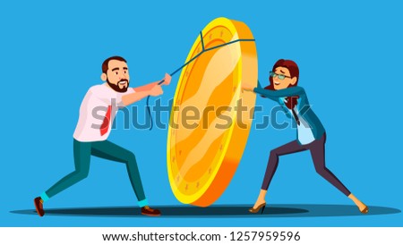 Business People Pulling Rope To Lift Up Heavy Coin Vector Illustration ストックフォト © pikepicture