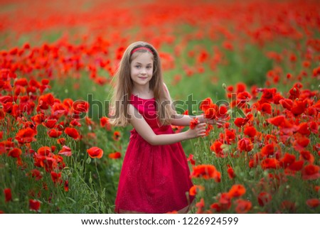 Сток-фото: Beauty Blue Eyes Teen Enjoy Summer Days Cute Fancy Dressed Girl In Poppy Field Field Of Blooming P