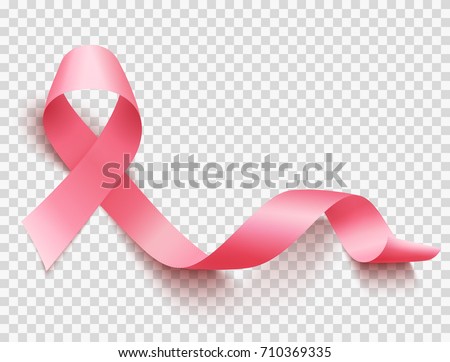 Foto stock: October Breast Cancer Awareness Month In Realistic Pink Ribbon Symbol Medical Design Vector Illus