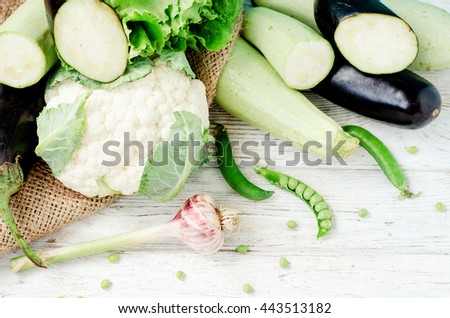 Stock foto: Grilled Zucchini And Cauliflower Vegetable On Wooden Background