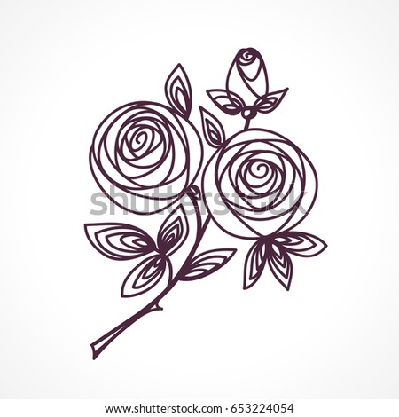 [[stock_photo]]: Flower Bouquet Stylized Roses Hand Drawing Present For Wedding Birthday