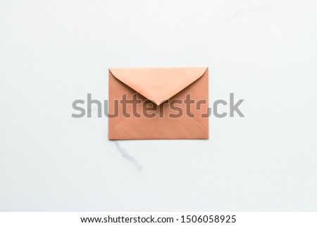 Foto stock: Blank Paper Envelopes On Marble Flatlay Background Holiday Mail