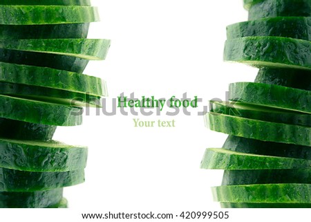 Foto stock: Cucumber Slices Pattern Frame With The Copy Space Food Background