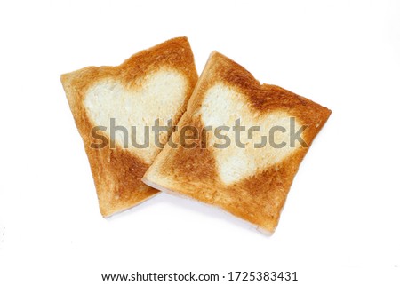 Stock fotó: Two Stacks Of Sliced Bread In A Heart Shape On White Background Isolated Food Background Black R