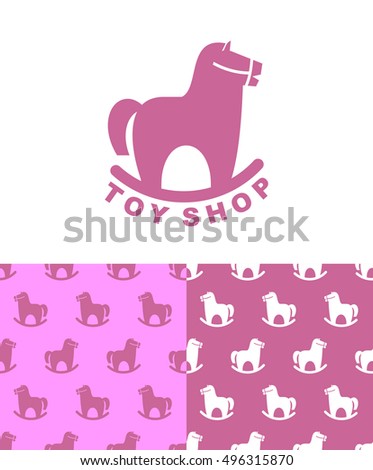 Stockfoto: Toy Shop Logo Rocking Horse Kids Toy Horse Apples Hoss For Chi