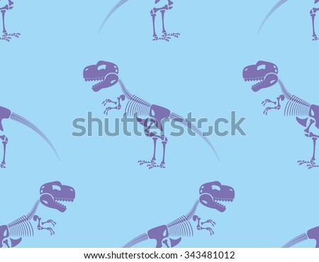 Foto stock: Skeleton T Rex Seamless Pattern Purple Cute Bone Tyrannosaurus