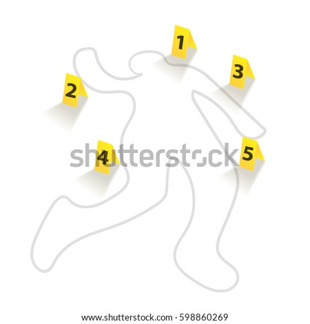 Stockfoto: Chalk Silhouette Corpse Crime Scene Chalk Outline Of Dead Body