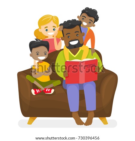 Foto stock: Happy Caucasian Parents With Black Child Vector Isolated Illustration