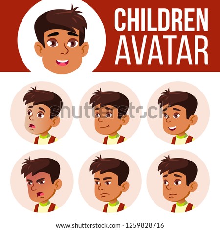 Сток-фото: Arab Muslim Boy Avatar Set Kid Vector Primary School Face Emotions Emotions Emotional Fun Che