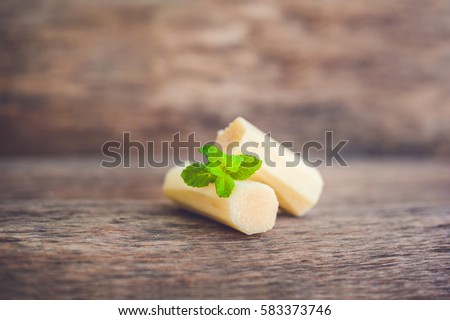 Stock fotó: Pieces Of Cane Sugar On The Old Wooden Background Sugar Concept