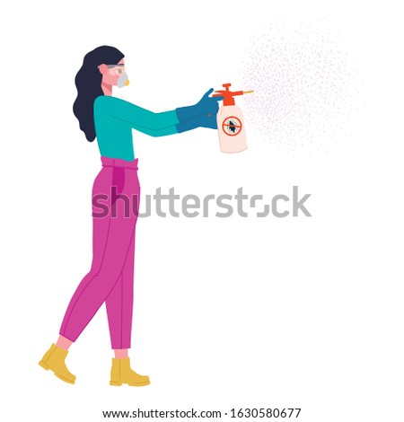 Сток-фото: A Girl In A Protective Mask Glasses And Gloves Spray An Antiseptic To Prevent Infection