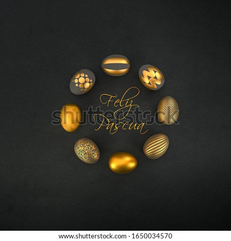 [[stock_photo]]: Easter Egg Easter Greeting Card With Golden Egg Religious Holiday Vector Illustration For Poster