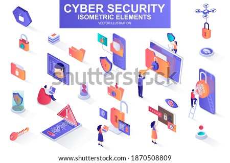 Foto stock: Biometric Fingerprint Verification Isometric Icon Vector Illustration