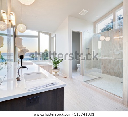 Сток-фото: Soaking Bathtub In New Construction Home