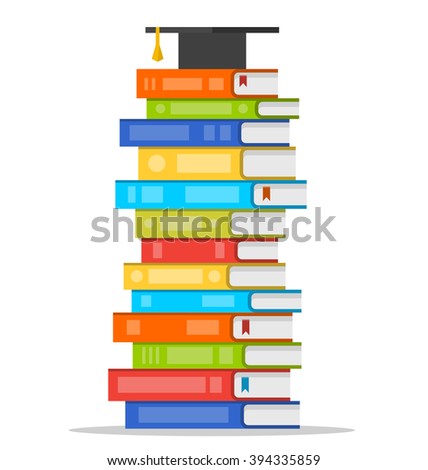 Stock photo: Graduation Mortarboard On Top Of Stack Of Books On White Isolate