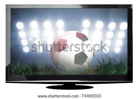 Foto stock: Modern Slim Plasma Tv On Black Glass Stand Isolated On A White B