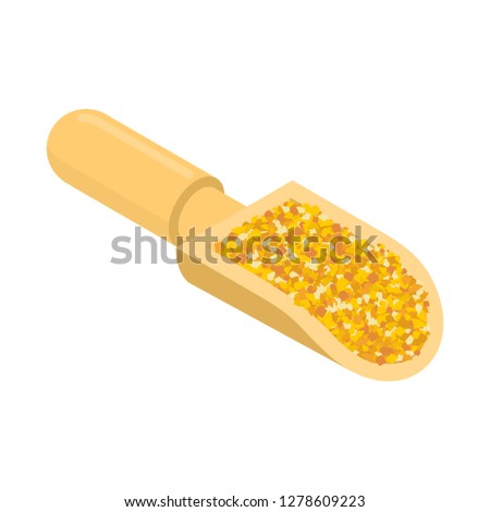 Corn Grits In Wooden Scoop Isolated Groats In Wood Shovel Grai Foto stock © MaryValery