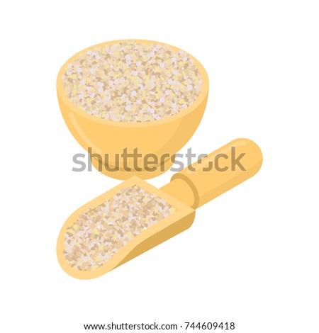 Foto stock: Barley Grits In Wooden Bowl Isolated Groats In Wood Dish Grain